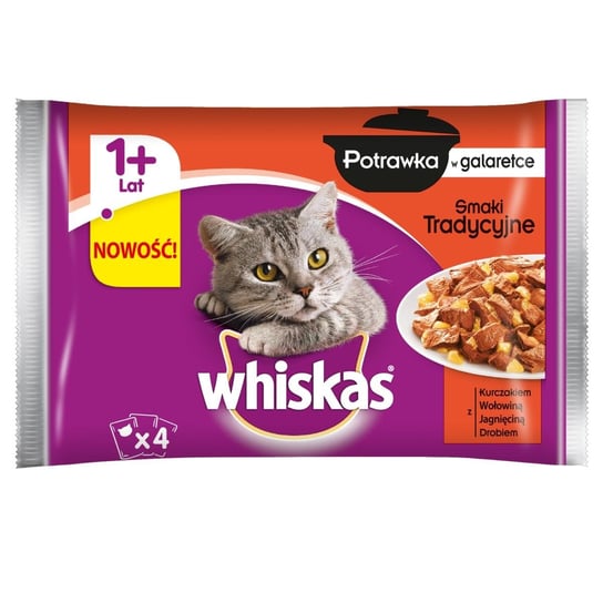 Karma mokra dla kota Whiskas, potrawki tradycyjne w galarecie, 4x85 g Mars