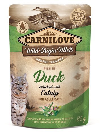 Karma mokra dla kotów CARNILOVE Cat Pouch Duck&Catnip, 85 g Carnilove