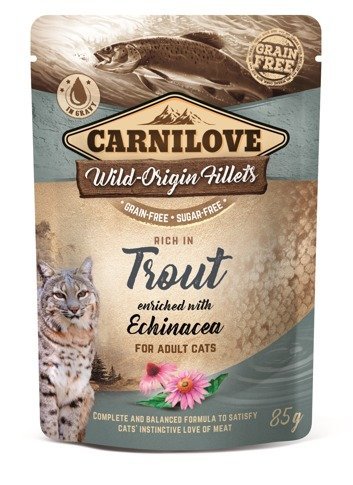Karma mokra dla kotów CARNILOVE Cat Pouch Trout&Echinacea, 85g Carnilove
