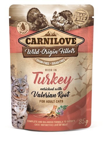 Karma mokra dla kotów CARNILOVE Cat Pouch Turkey&Valerian, 85 g Carnilove
