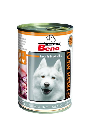 Karma mokra dla psa BENEK Super Beno, drób z sercami, 400 g Benek