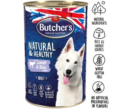 Karma mokra dla psa BUTCHER’S Natural&Healthy Dog, jagnięcina z ryżem, 1200 g Butcher's