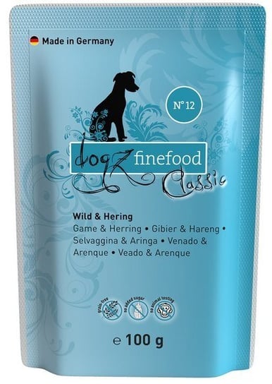 Karma mokra dla psa DOGZ FINEFOOD N.12, dziczyzna i śledź, 100 g Dogz Finefood