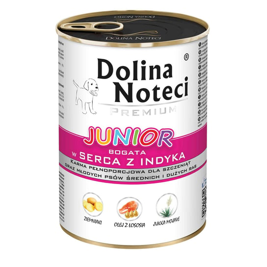Karma mokra dla psa DOLINA NOTECI Premium Junior, serca z indyka, 400 g Dolina Noteci