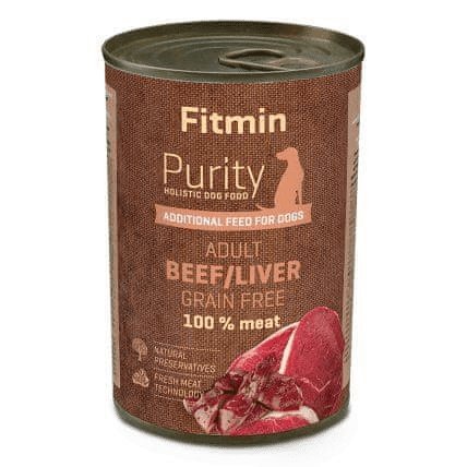 Karma mokra dla psa FITMIN Dog Purity tin Beef with Liver, wołowina i wątróbka, 400 g FITMIN