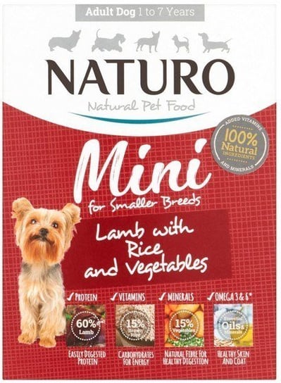 Karma mokra dla psa NATURO Adult Mini, jagnięcina z ryżem i warzywami, 150 g Naturo