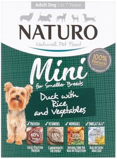 Karma mokra dla psa NATURO Adult Mini, kaczka z ryżem i warzywami, 150 g Naturo