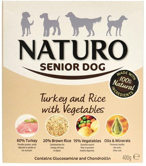 Karma mokra dla psa NATURO Senior, indyk z ryżem i warzywami, 400 g Naturo