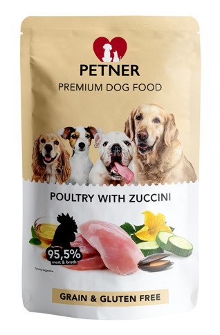 Karma mokra dla psa PETNER, drób z cukinią, 500 g Petner