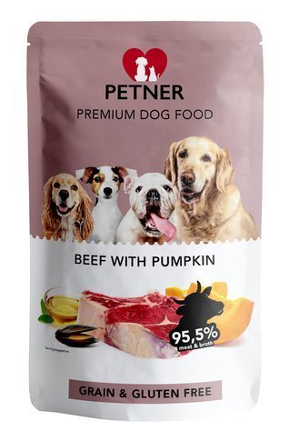 Karma mokra dla psa PETNER, wołowina z dynią, 500 g Petner
