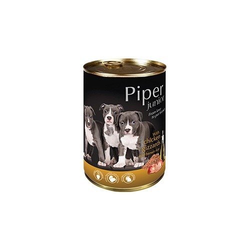 Karma mokra dla psa PIPER Junior, z żołądkami kurczaka i ryżem, 400 g Piper