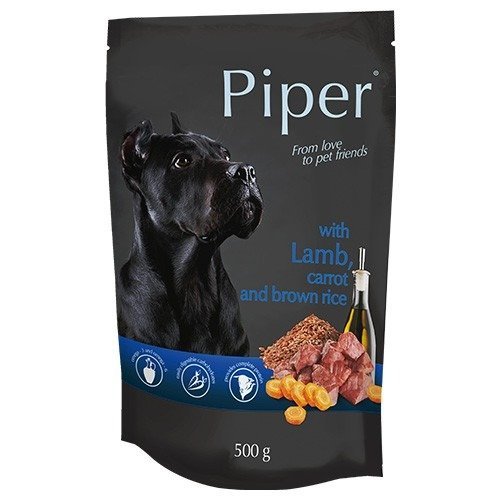Karma mokra dla psa PIPER, z jagnięciną, marchewką i ryżem brązowym, 500 g Piper