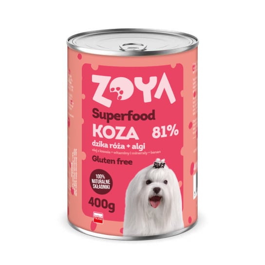 KARMA MOKRA DLA PSA SUPERFOOD KOZA Z BANANEM PUSZKA 400G ZOYA ZOYA