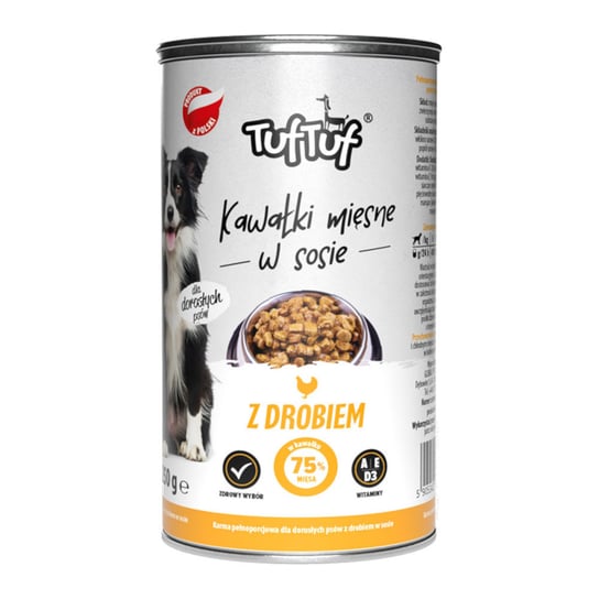 Karma mokra dla psa TUF TUF kawałki mięsne z drobiem 1,25 kg Inny producent
