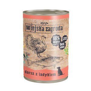 Karma mokra dla psa WIEJSKA ZAGRODA dorsz z indykiem, 400 g Wiejska Zagroda