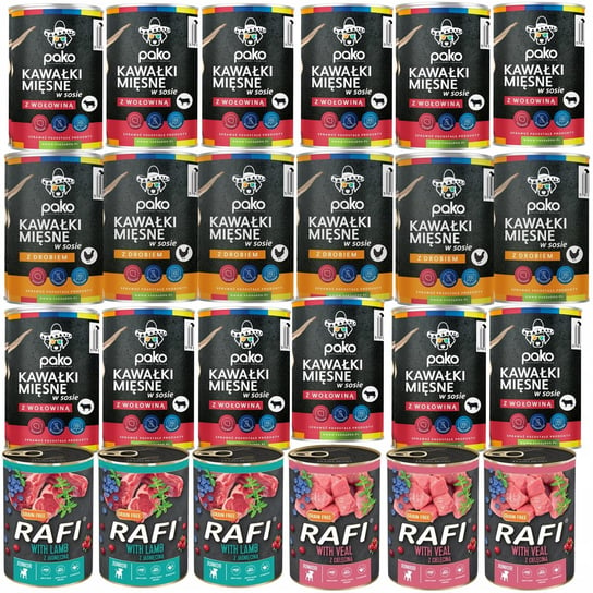 Karma mokra PSA mix PAKO + RAFI Junior 24 x 400g Rafi