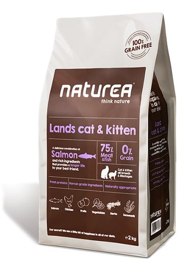 Karma sucha dla kota NATUREA Grain Free Lands Cat and Kitten, 2 kg NATUREA