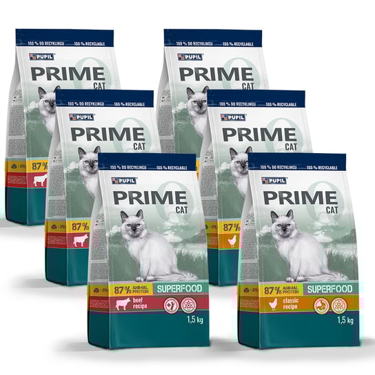 Karma sucha dla kota PUPIL Prime 6 x 1,5 kg MIX PUPIL Foods