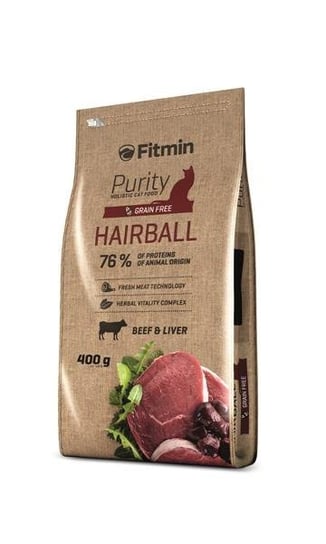 Karma sucha  dla kotów długowłosych FITMIN Purity Hairball Beef & Livier, wołowina, 400 g FITMIN