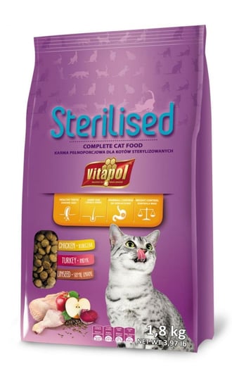 Karma sucha dla kotów po sterylizacji VITAPOL Sterilised, 1,8 kg Vitapol
