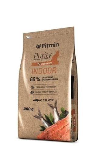 Karma sucha dla kotów przebywających w domu FITMIN Purity Indoor Salmon, łosoś, 400 g FITMIN