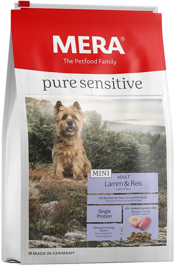 Karma sucha dla psa alergika MERA Pure Sensitive Mini, jagnięcina i ryż, 4 kg Mera