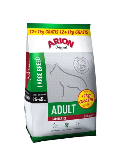Karma sucha dla psa ARION Original Adult Large Lamb & Rice, 12 kg + 1 kg Arion