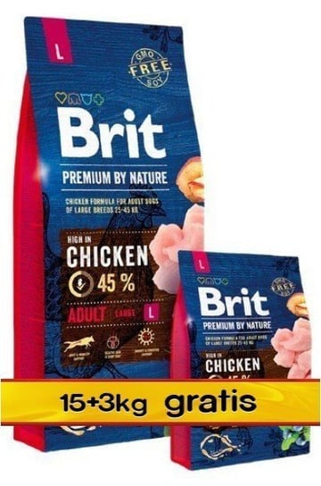Karma sucha dla psa BRIT Premium By Nature Adult L Large, 18 kg Brit