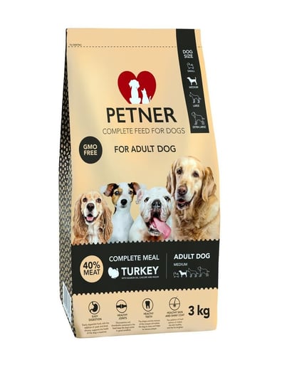 Karma sucha dla psa PETNER Adult Medium, indyk, 3 kg Petner