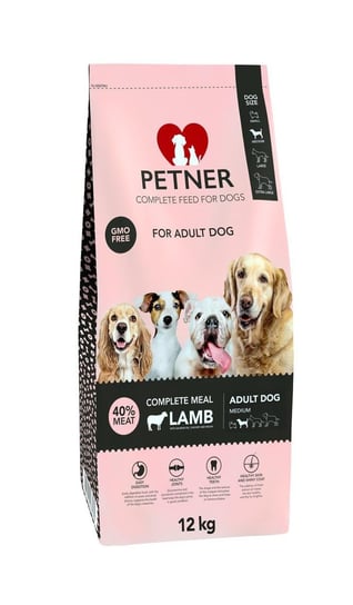 Karma sucha dla psa PETNER Adult Medium, jagnięcina, 12 kg Petner