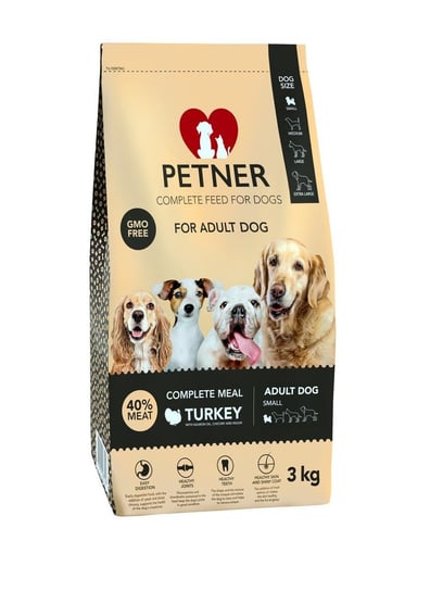 Karma sucha dla psa PETNER Adult Small, indyk, 3 kg Petner