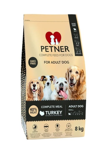 Karma sucha dla psa PETNER Adult Small, indyk, 8 kg Petner