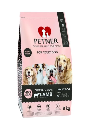 Karma sucha dla psa PETNER Adult Small, jagnięcina, 8 kg Petner