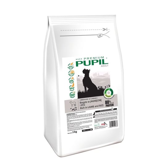 Karma sucha dla psa PUPIL FOODS Premium Adult Medium&Large, bogata w jagnięcinę i ryż, 3 kg PUPIL Foods