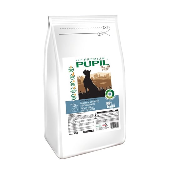 Karma sucha dla psa PUPIL FOODS Premium Gluten Free Medium&Large, bogata w szprotkę z ziemniakami, 3 kg PUPIL Foods