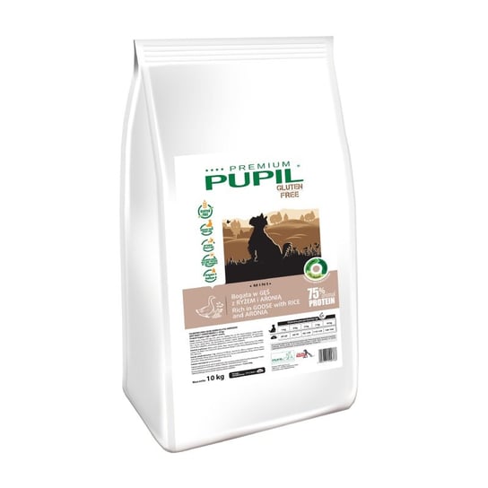 Karma sucha dla psa PUPIL FOODS Premium Gluten Free Mini, bogata w gęś z ryżem i aronią, 10 kg PUPIL Foods