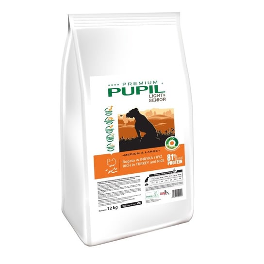 Karma sucha dla psa PUPIL FOODS Premium Light & Senior Medium & Large, bogata w indyka i ryż, 12 kg PUPIL Foods
