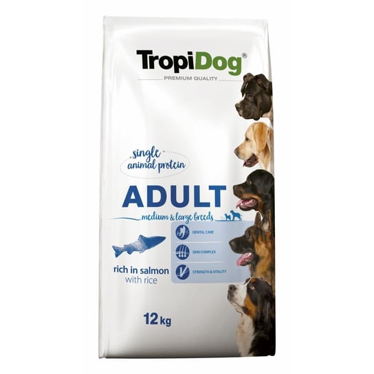 Karma sucha dla psa TROPIDOG Premium Adult M/L Salmon & Rice 12kg Tropidog