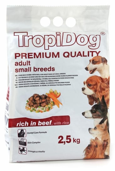 Karma sucha dla psa TROPIDOG Premium Adult S Beef & Rice, 2,5 kg Tropidog