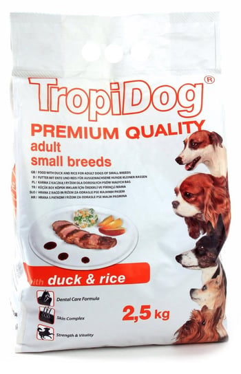 Karma sucha dla psa TROPIDOG Premium Adult S Duck & Rice, 2,5 kg Tropidog