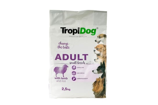 Karma sucha dla psa TROPIDOG Premium Adult S Lamb & Rice, 2,5 kg Tropidog