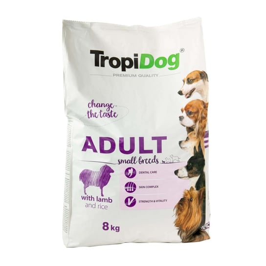 Karma sucha dla psa TROPIDOG Premium Adult S Lamb & Rice, 8 kg Tropidog