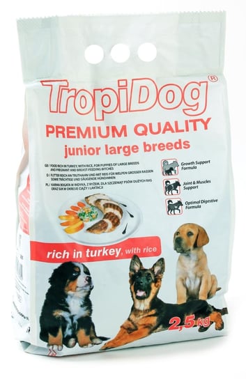 Karma sucha dla psa TROPIDOG Premium Junior L Turkey & Rice, 2,5 kg Tropidog