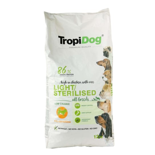 Karma sucha dla psa TROPIDOG Premium Light & Sterilised 12kg Tropidog