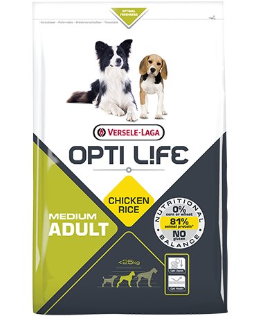 Karma sucha dla psa VERSELE - LAGA Opti Life Adult Medium Chicken Rice, kurczak ryż, 2,5 kg Versele - Laga