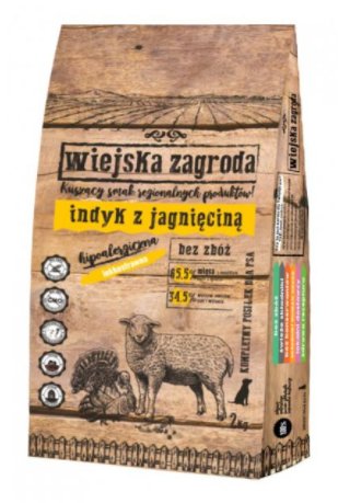 Karma sucha dla psa WIEJSKA ZAGRODA, indyk z jagnięciną, 2 kg Wiejska Zagroda