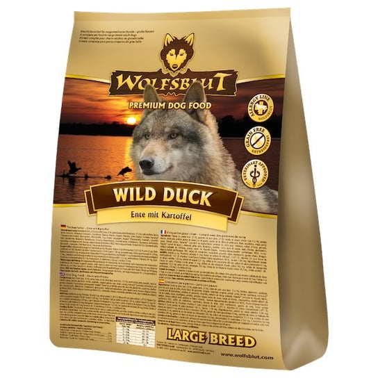 Karma sucha dla psa WOLFSBLUT Wild Duck Large Breed, 15 kg Wolfsblut