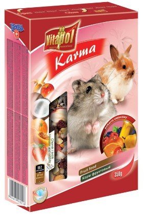 Karma uzupełniająca dla chomików i królików VITAPOL, owoce, 350 g. Vitapol