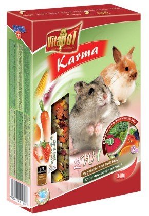 Karma uzupełniająca dla chomików i królików VITAPOL, owoce i warzywa, 340 g. Vitapol