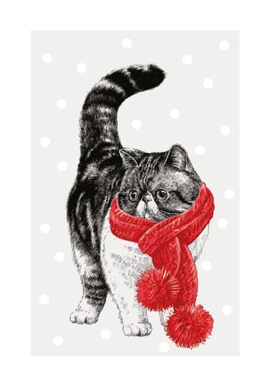 Karnet Boże Narodzenie Kot Szalik THE ART FILE
